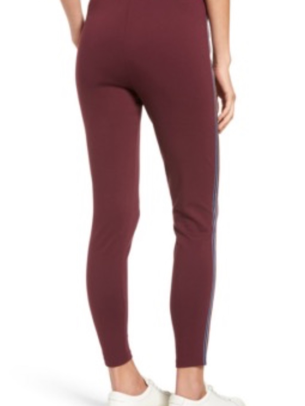 ✨3 for $50✨ Nordstrom Stripe Ponte Skimmer Leggings / Track Pants in Maroon, M